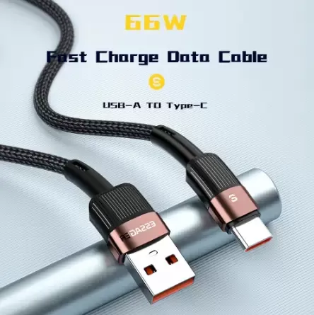 Кабель ESSAGER USB Type-C 6A 66W Q.C. 3.0-4.0 1 метр швидкий заряд і передача даних