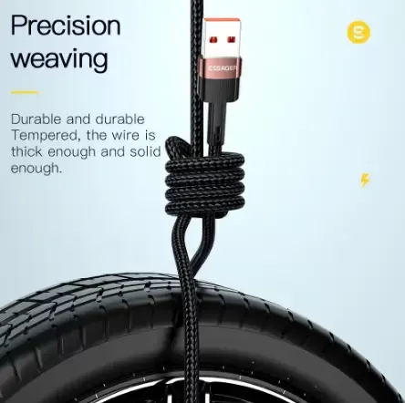 Кабель ESSAGER USB Type-C 6A 66W Q.C. 3.0-4.0 Довжина 50 см Швидкий заряд і передача даних