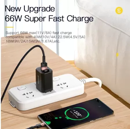 Кабель ESSAGER USB Type-C 6A 66W Q.C. 3.0-4.0 Довжина 50 см Швидкий заряд і передача даних