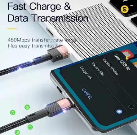 Кабель ESSAGER USB Type-C 6A 66W Q.C. 3.0-4.0 Довжина 50 см Швидкий заряд і передача даних