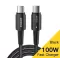 Кабель ESSAGER USB Type-C на Type-C 6А 100W 1 метр Q.C. 3.0-4.0 PD швидка зарядка і передача даних