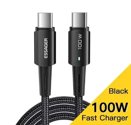 Кабель ESSAGER USB Type-C на Type-C 6А 100W 1 метр Q.C. 3.0-4.0 PD швидка зарядка і передача даних