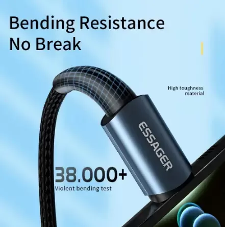 Кабель ESSAGER USB Type-C на Type-C 6А 100W 1 метр Q.C. 3.0-4.0 PD швидка зарядка і передача даних