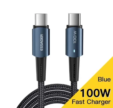 Кабель ESSAGER USB Type-C на Type-C 6А 100W 1 метр Q.C. 3.0-4.0 PD швидка зарядка і передача даних