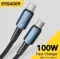 Кабель ESSAGER USB Type-C на Type-C 6А 100W 1 метр Q.C. 3.0-4.0 PD швидка зарядка і передача даних