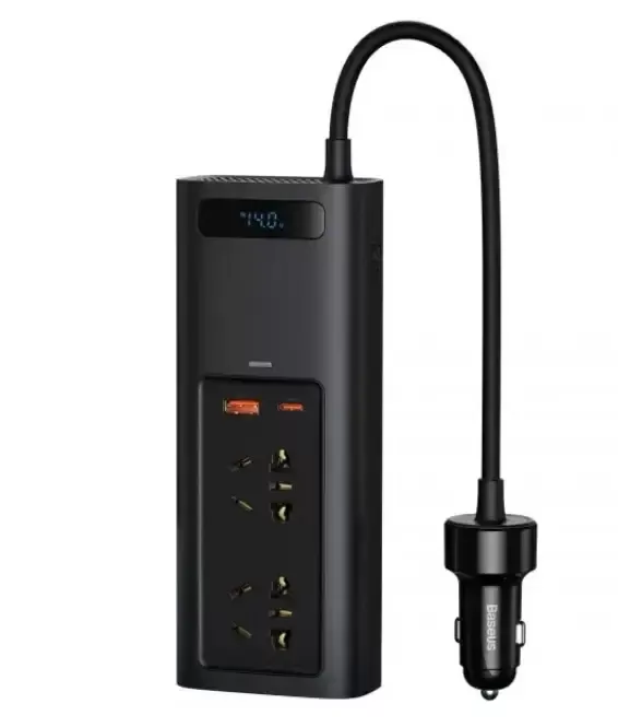 Автомобільний інвертор Baseus Car Inverter 220V 150W CN EU Black 2 розетки type-c USB