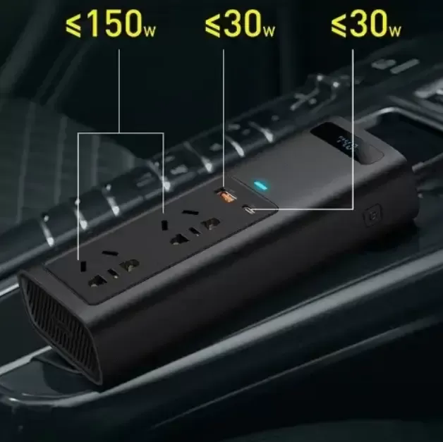 Автомобільний інвертор Baseus Car Inverter 220V 150W CN EU Black 2 розетки type-c USB