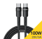 Кабель ESSAGER USB Type-C на Type-C 100W 1 метр Q.C. 3.0-4.0 PD швидка зарядка і передача даних