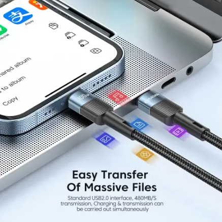Кабель ESSAGER USB Type-C на Type-C 100W 1 метр Q.C. 3.0-4.0 PD швидка зарядка і передача даних