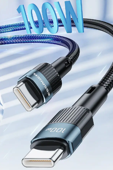 Кабель ESSAGER USB Type-C на Type-C 100W 1 метр Q.C. 3.0-4.0 PD швидка зарядка і передача даних