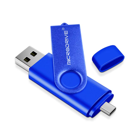 USB OTG флешка MICRODRIVE 64 Gb USB type-c Колір Синій для телефону і комп'ютера