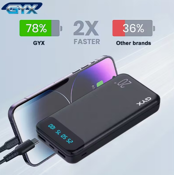 Зовнішній акумулятор GYX SP09 портативний 20000 mAh Power Bank Black
