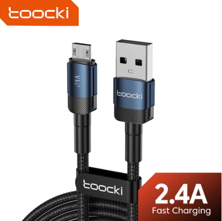 Кабель Toocki 2.4A Micro USB 1 метр Q.C. 3.0 4.0 швидка зарядка і передача даних