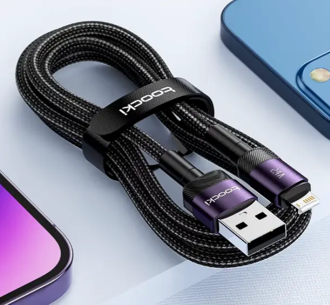Кабель Toocki USB - lightning для Apple iPhone iPad 2.4А довжина 1 метр швидка зарядка і передача даних