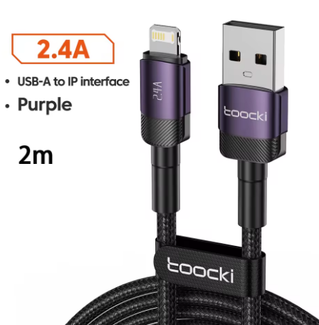 Кабель Toocki USB - lightning для Apple iPhone iPad 2.4А довжина 2 метри швидка зарядка і передача даних