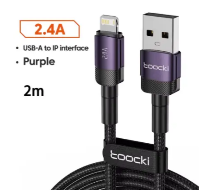 Кабель Toocki USB - lightning для Apple iPhone iPad 2.4А довжина 1 метр швидка зарядка і передача даних