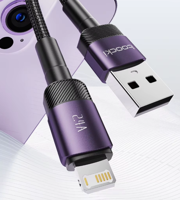 Кабель Toocki USB - lightning для Apple iPhone iPad 2.4А довжина 2 метри швидка зарядка і передача даних