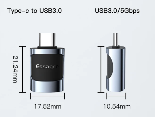 Адаптер Essager OTG type-c / USB-A USB3.0